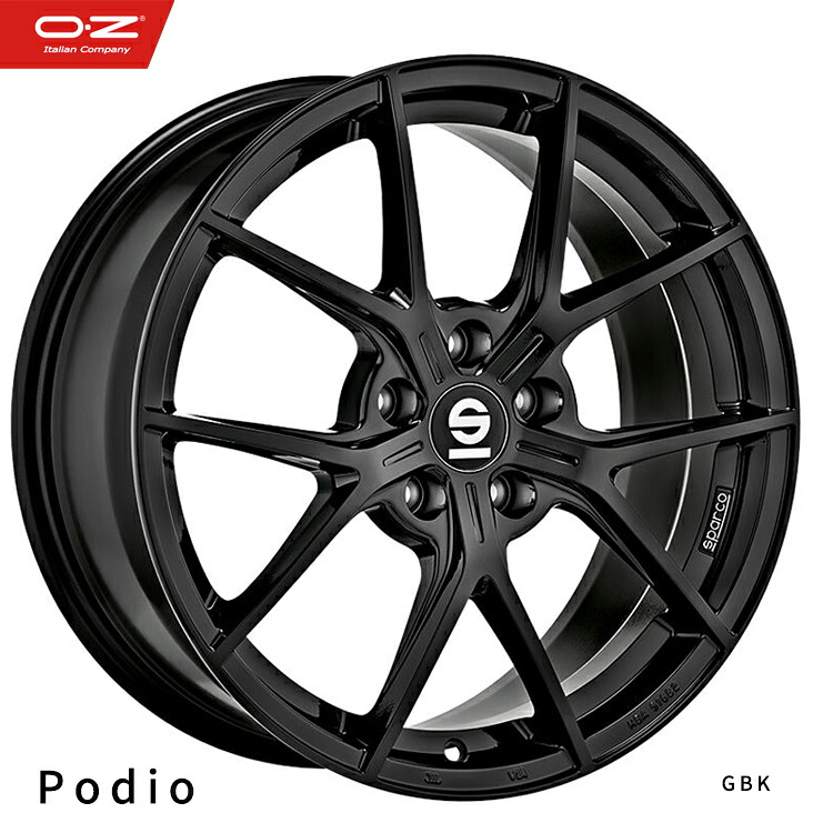 18インチ 5H112 8J 8J+48 5穴 ポディオ ホイール (1本/2本/4本) GBK グロスブラック sparco PODIO 送料無料 スパルコ