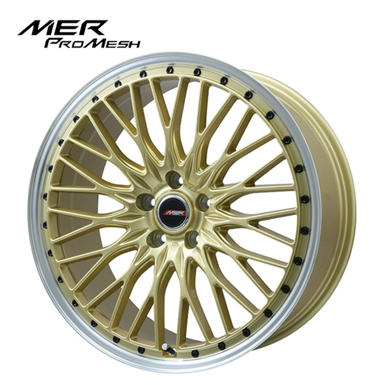 20インチ 5H114.3 8.5J 8.5J+35 5穴 MER-プロメッシュ ホイール (1本/2本/4本) ゴールド/リムポリッシュ PREMIX MER-PROMESH 送料無料 プレミックス
