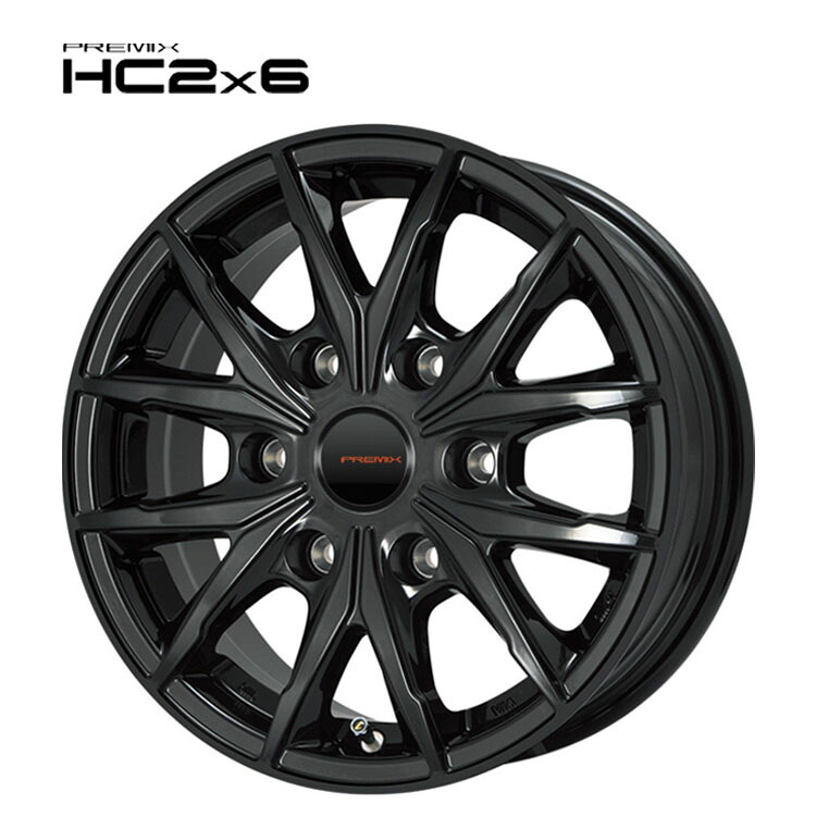 15インチ 6H139.7 6J 6J+44 6穴 エイチシーツーバイシックス ホイール (1本/2本/4本) グロスブラック PREMIX HC2×6 送料無料 プレミックス