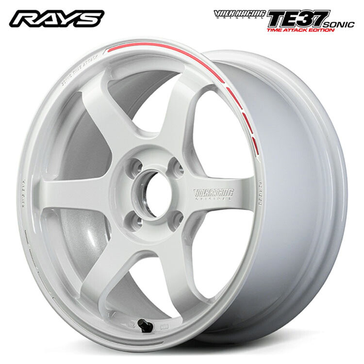 16インチ 4H100 8J 8J+36 4穴 ボルクレーシング TE37 SONIC TIME ATTACK EDITION ホイール (1本/2本/4本) ダッシュホワイト/REDOT(WR) RAYS TE37 SONIC TIME ATTACK EDITION 送料無料 レイズ