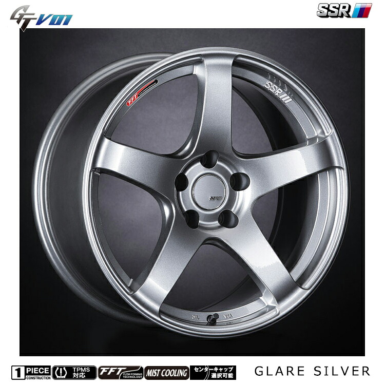 18インチ 5H114.3 8.5J 8.5J+40 5穴 ジーティーブイ ゼロワン ホイール (1本/2本/4本) グレアシルバー SSR GTV 01 送料無料 SSR