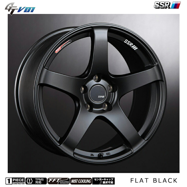 18インチ 5H114.3 8J 8J+35 5穴 ジーティーブイ ゼロワン ホイール (1本/2本/4本) フラットブラック SSR GTV 01 送料無料 SSR