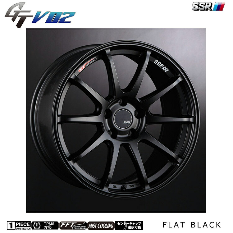 18インチ 5H112 8J 8J+45 5穴 ジーティーブイ ゼロツー ホイール (1本/2本/4本) フラットブラック SSR GTV 02 送料無料 SSR