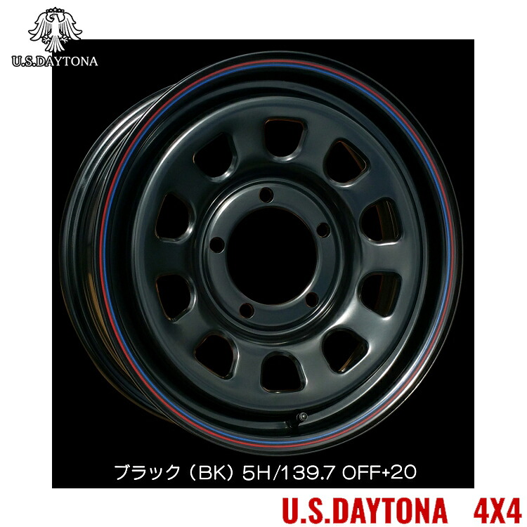 【お買い物マラソン 7/19(日)20:00～】16インチ 5H139.7 5.5J 5.5J+20 5穴 レッドライン U.S デイトナ ホイール (1本/2本/4本) BK(ブラック) Trust Japan RED LINE U.S.Daytona 4x4 送料無料 トラストジャパン｜カーパーツ倉庫