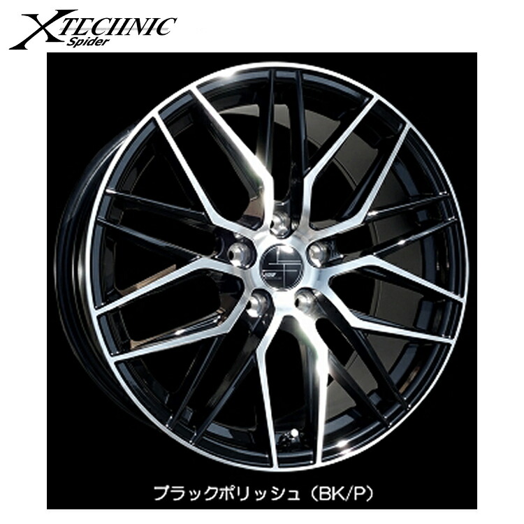 【お買い物マラソン 7/19(日)20:00~】18インチ 5H114.3 9J 9J+35 5穴 スパイダー ホイール (1本/2本/4本) BK/P(ブラックポリッシュ) Trust Japan X-TECHNIC Spider 送料無料 トラストジャパン|カーパーツ倉庫