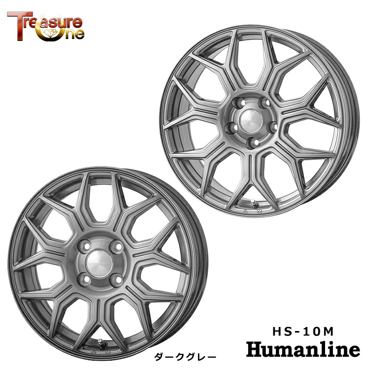 15インチ 5H100 6J 6J+45 5穴 ヒューマンライン HS-10M ホイール (1本/2本/4本) ダークグレー TreasureOne Humanline HS-10M 送料無料 トレジャーワン