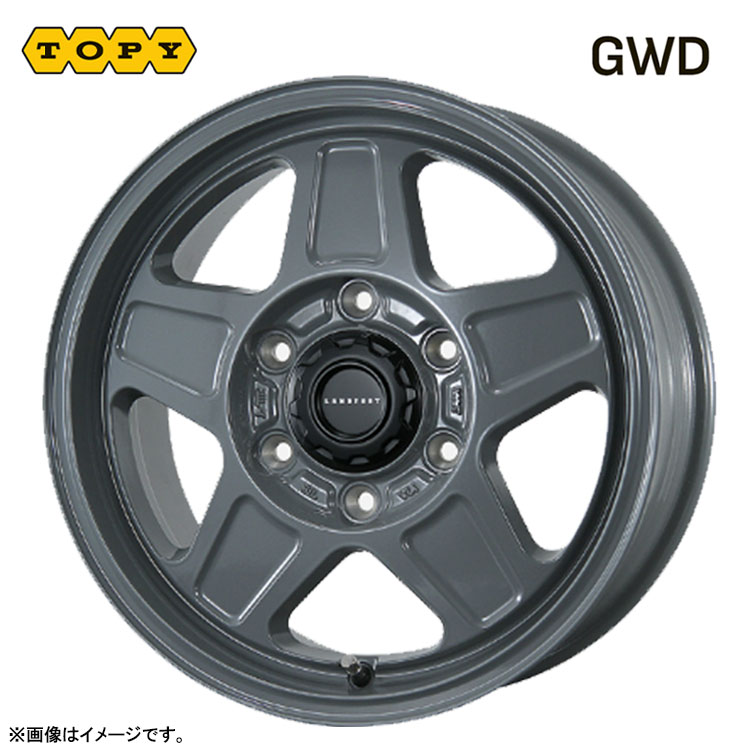 【お買い物マラソン 7/19(日)20:00～】16インチ 6H139.7 6.5J 6.5J+38 6穴 ランドフット GWD ホイール (1本/2本/4本) グレー TOPY LANDFOOT GWD 送料無料 トピー｜カーパーツ倉庫
