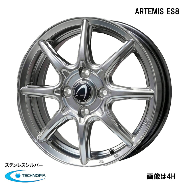 16インチ 5H114.3 6.5J 6.5J+53 5穴 アルテミス エーエス8 ホイール (1本/2本/4本) ステンレスシルバー TECHNOPIA ARTEMIS ES8 送料無料 テクノピア|カーパーツ倉庫