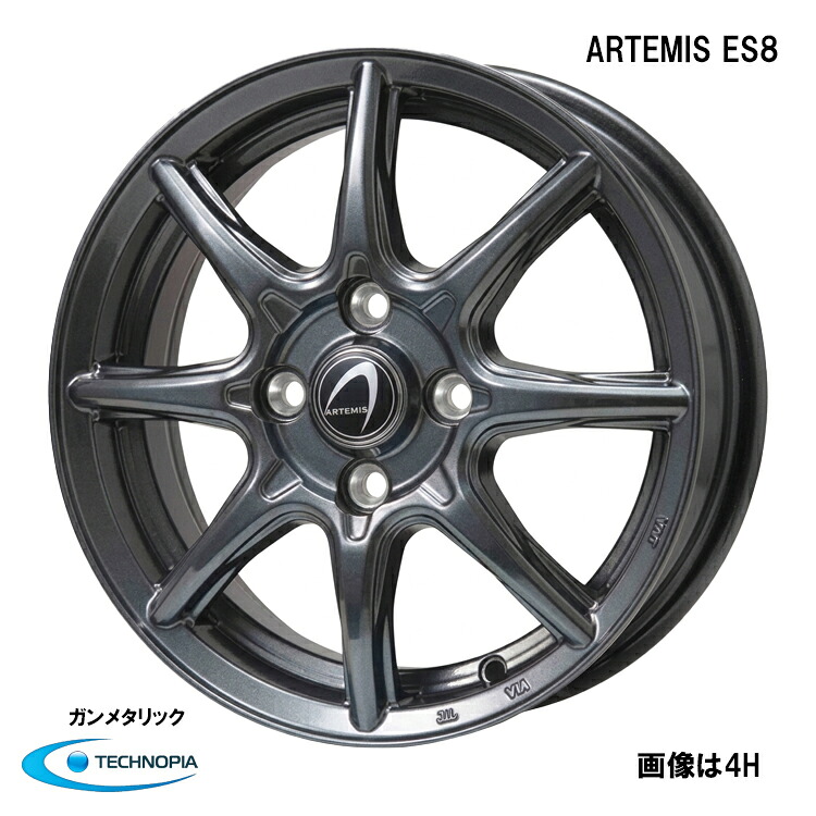 【お買い物マラソン 7/19(日)20:00～】16インチ 5H100 6J 6J+40 5穴 アルテミス エーエス8 ホイール (1本/2本/4本) ガンメタリック TECHNOPIA ARTEMIS ES8 送料無料 テクノピア｜カーパーツ倉庫