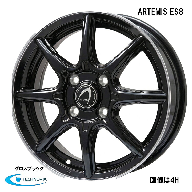 【お買い物マラソン 7/19(日)20:00～】16インチ 5H100 6J 6J+40 5穴 アルテミス エーエス8 ホイール (1本/2本/4本) グロスブラック TECHNOPIA ARTEMIS ES8 送料無料 テクノピア｜カーパーツ倉庫