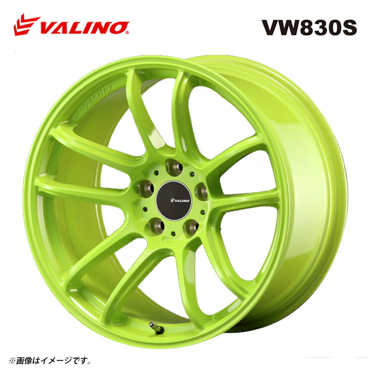 【お買い物マラソン 7/19(日)20:00~】18インチ 5H114.3 9.5J 9.5J+12 5穴 VW830S ホイール (1本/2本/4本) ライムイエロー VALINO VW830S 送料無料 ヴァリノ|カーパーツ倉庫