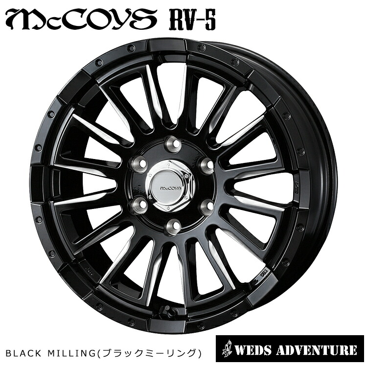 16インチ 6H139.7 6.5J 6.5J+38 6穴 マッコイズ アールブイファイブ ホイール (1本/2本/4本) ブラックミーリング weds McCOYS RV-5(BKM) 送料無料 ウェッズ