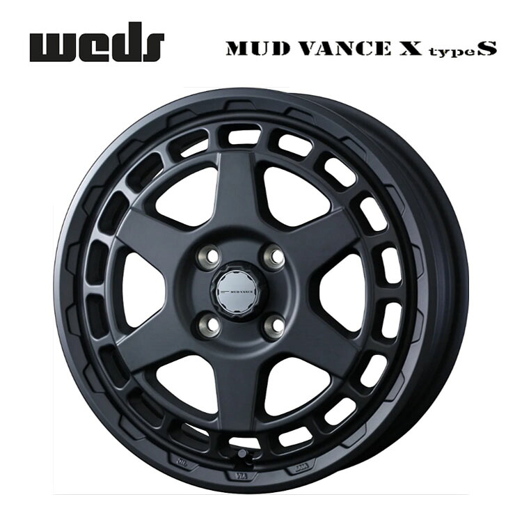 12インチ 4H100 4J 4J+40 4穴 マッドヴァンス エックス タイプ S ホイール (1本/2本/4本) フルマットブラック weds MUD VANCE X type S 送料無料 ウェッズ