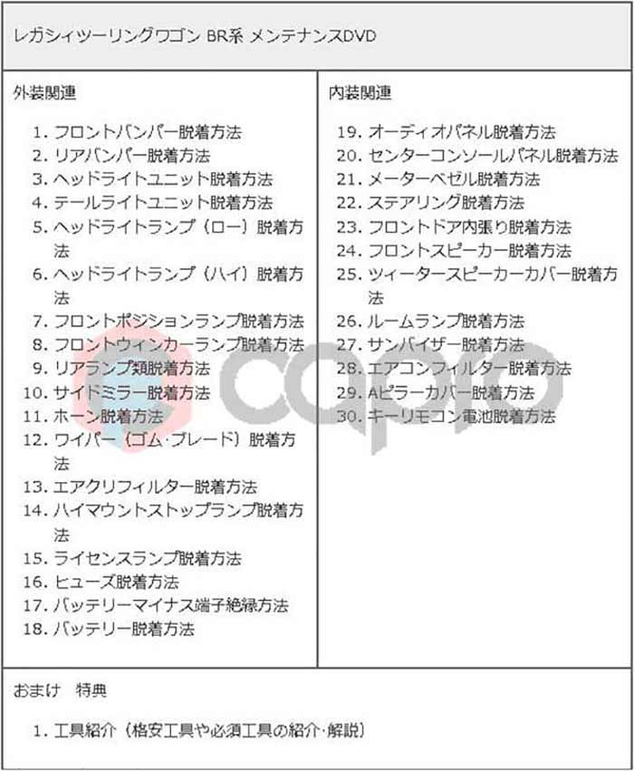 工賃節約 車DIY バンパーの外し方 レガシィツーリングワゴン BP5 メンテナンスDVD 内装 外装のドレスアップ改造 Vol.1 〔メール便送料無料 〕工賃節約 車パーツ脱着 パーツ交換 解説DVD 外し方 バラし方 新品未使用正規品