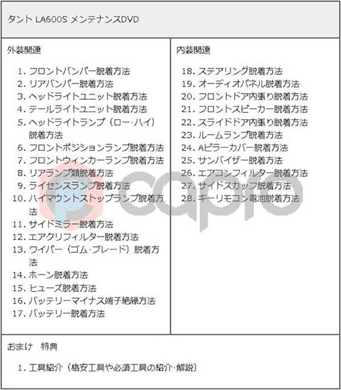 工賃節約 車DIY バンパーの外し方 タント LA600S メンテナンスDVD 内装 外装のドレスアップ改造 Vol.1 〔メール便送料無料〕工賃節約  車パーツ脱着 パーツ交換 解説DVD 外し方 バラし方 激安通販ショッピング