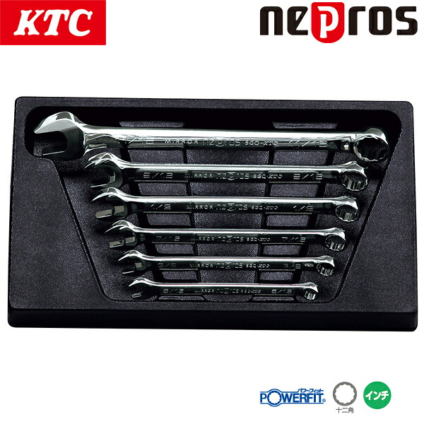 KTC ネプロス ズボン下鍵仕掛ける 6本組 in大いさ NTMS206B 手動工具-DIY・工具-レンチ・スパナ