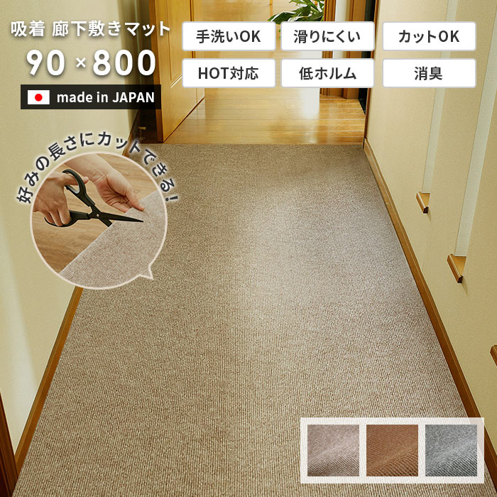 楽天市場】廊下敷き 90×400 cm 日本製 吸着 滑り止め 洗える 消