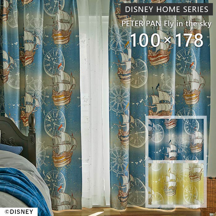 既製カーテン ピーターパン フライインザスカイ 幅 100×丈 178 cm 1枚入 遮光 洗える 日本製 スミノエ DISNEY HOME SERIES ディズニー カーテン 送料無料 p5
