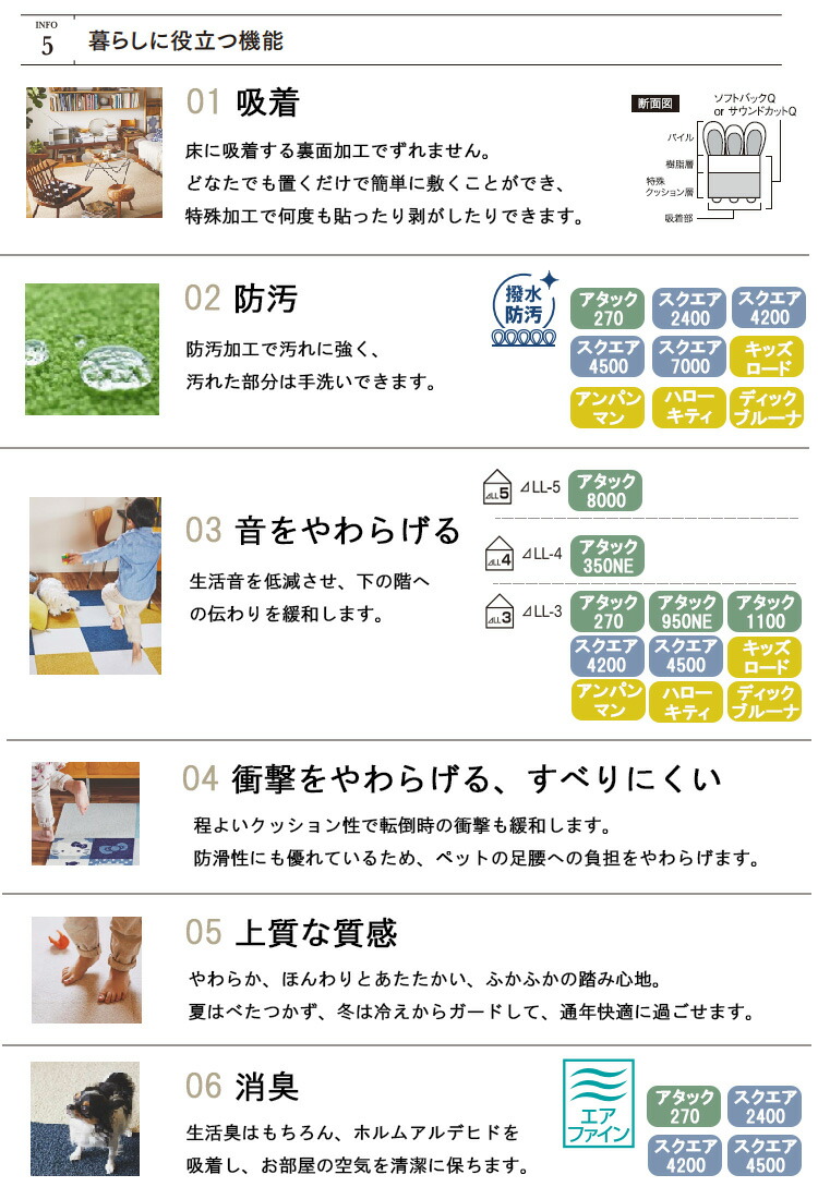 【送料無料】【サンプル無料】東リ 洗える 横ズレしない 置くだけ ずれない ペット対応 タイルカーペット ファブリックフロア スクエア2400 FF2400 ソワレ 50cm 防汚 防ダニ 床暖 手洗いOK 日本製