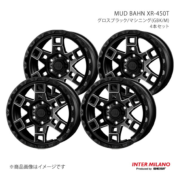 INTER MILANO インターミラノ MUD BAHN XR-450T ホイール 4本セット【18×8.5J 6-139.7 INSET52 グロスブラック/マシニング】