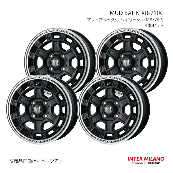 INTER MILANO インターミラノ MUD BAHN XR-710C ホイール 4本セット【12×4.00B 4-100 INSET42 マットブラック/リムポリッシュ】