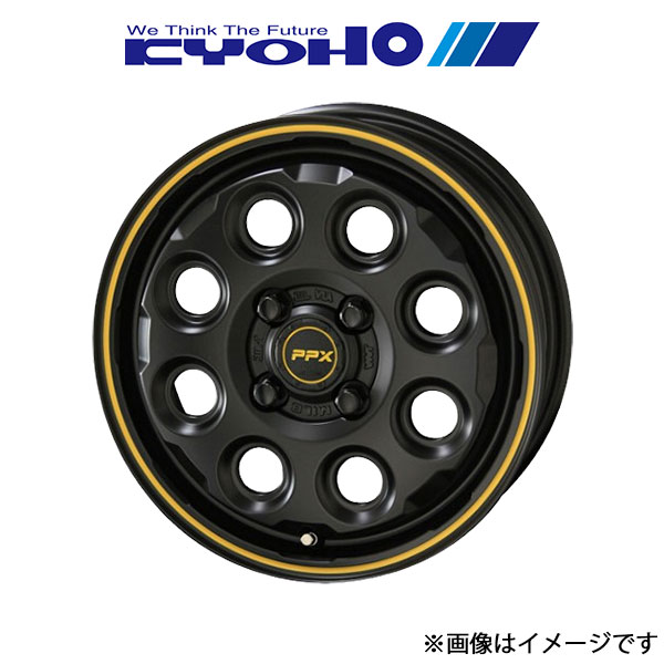 共豊 PPX Mil:8 アルミホイール 1本 N-VAN JJ1/JJ2(12×3.5J 4-100 INSET45 セミグロスブラック/イエローライン)KYOHO|CAR PLUS