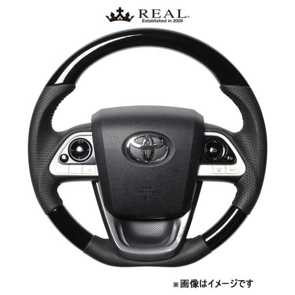 レアル ステアリング オリジナルシリーズ ステアリング+アンダーパッド(ピアノブラック)プリウスPHV 50系 50-PBW-BK-BKT REAL