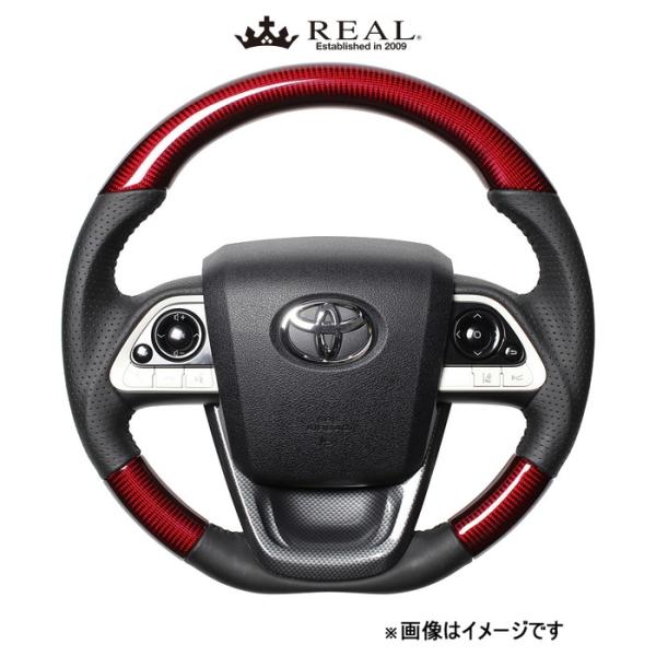 レアル ステアリング オリジナルシリーズ ステアリング+アンダーパッド(レッドカーボン)プリウスPHV 50系 50-RDC-BK-BKT REAL