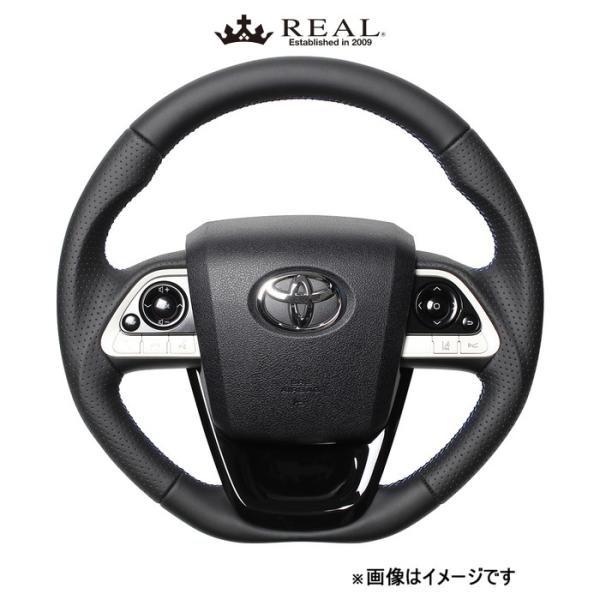 レアル ステアリング プレミアムシリーズ ステアリング+アンダーパッド(ブラックナッパオールレザー)プリウス 50系 50P-LPB-BL-PBP REAL