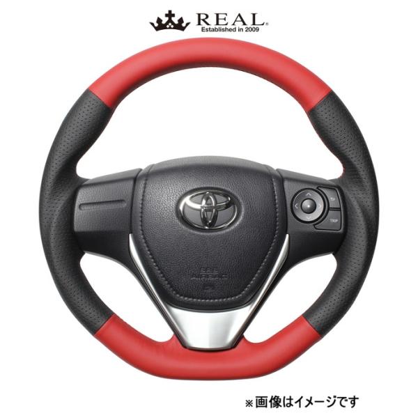 レアル ステアリング オリジナルシリーズ(レッド&ブラックオールレザー)アイシス 10系 E160-LPB-RD REAL