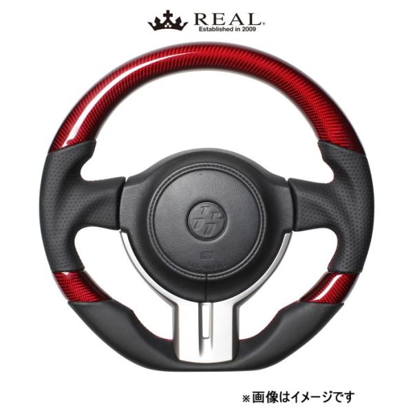 レアル ステアリング プレミアムシリーズ Dシェイプ(レッドカーボン3C)BRZ ZC6 F4-D-RDC REAL|CAR PLUS
