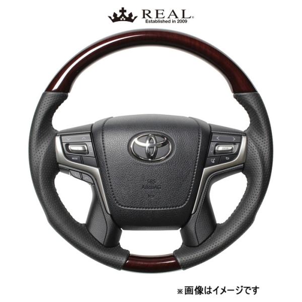 レアル ステアリング オリジナルシリーズ ラウンドシェイプ(56ブラウンウッド)クラウン アスリート 210系 H30-BRW-BK REAL