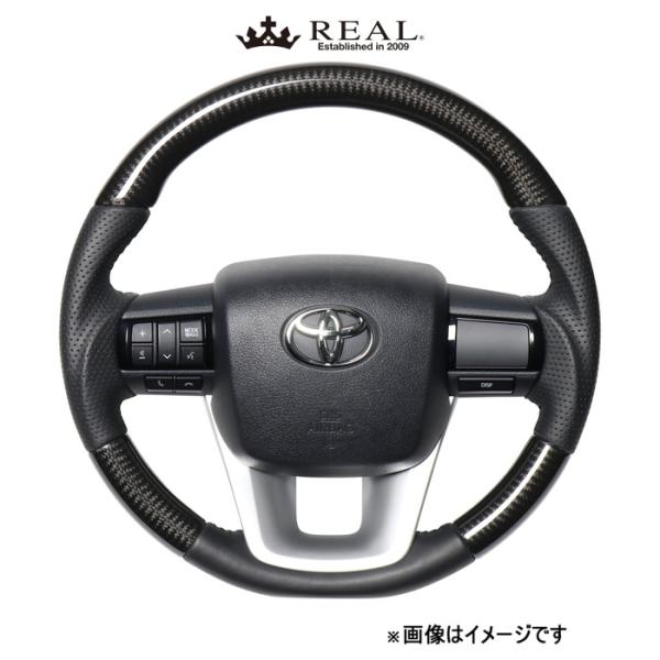 レアル ステアリング オリジナルシリーズ(ブラックカーボン)ハイラックス GUN125 N125-BKC-BK REAL｜CAR PLUS