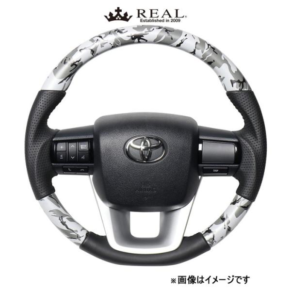 レアル ステアリング オリジナルシリーズ(グレー迷彩プリント)ハイラックス GUN125 N125-GRT-BK REAL|CAR PLUS