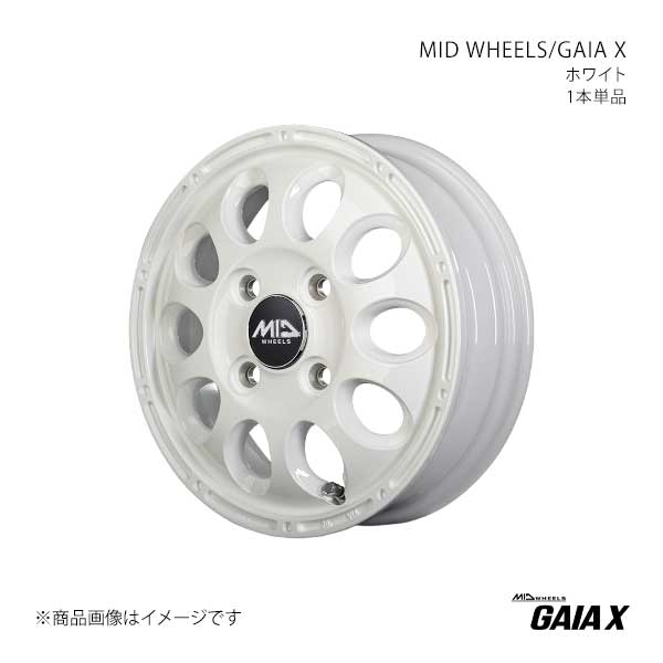 MID WHEELS/ガイアX アルミホイール1本【12&times;4.00B 4-100 INSET42 WHI】MID WHEELS/GAIA X D97624043342040N&times;1｜CAR PLUS