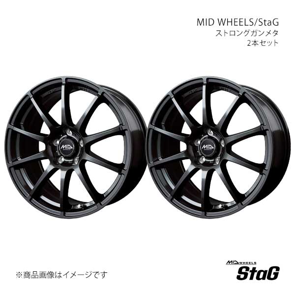 MID WHEELS/StaG ウィッシュ 10系 アルミホイール2本セット【15×6.0J 5-100 INSET45 SGM】S76656053345DG0N×2