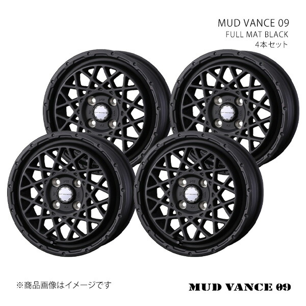MUD VANCE 09 マッドヴァンス ゼロナイン ホイール 4本セット 0041150×4 【14×5.0J 4-100 INSET35 FULL MAT BLACK】|CAR PLUS