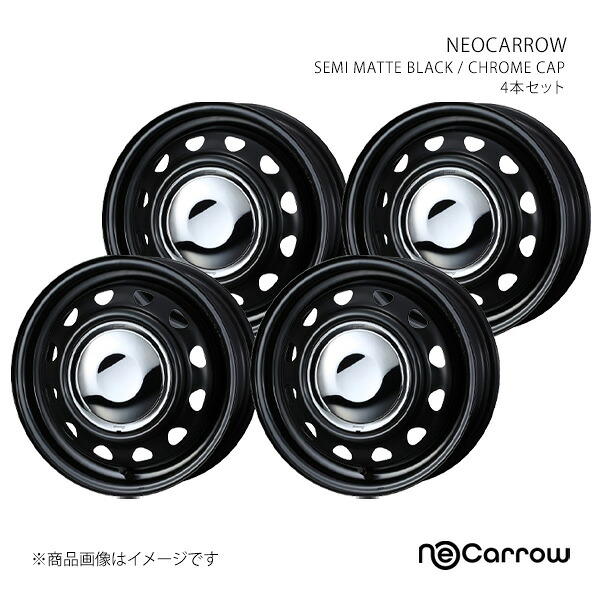 NEOCARROW ネオキャロ ホイール 4本セット 0014043×4 【14×4.5J 8-100/114.3 INSET45 SEMI MATTE BLACK/CHROME CAP】|CAR PLUS