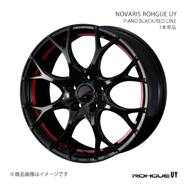 NOVARIS ROHGUE UY ノヴァリス・ローグ ユーワイ ホイール 1本単品 0042164 【17×6.5J 5-114.3 INSET47 PIANO BLACK/RED LINE】