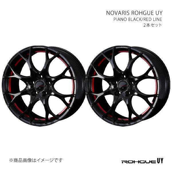 NOVARIS ROHGUE UY ノヴァリス・ローグ ユーワイ ホイール 2本セット 0042168×2 【18×7.0J 5-114.3 INSET47 PIANO BLACK/RED LINE】