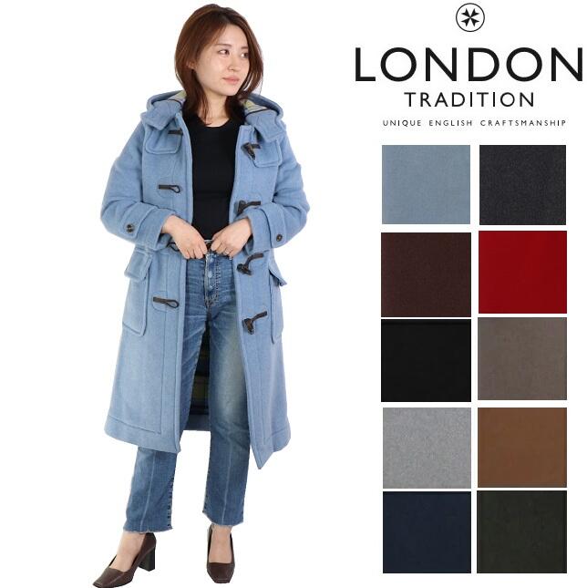 初売りセール ロンドントラディション ダッフルコート LONDON TRADITION 2021 M11 LT01 ロング丈 ウール チェック アウター レディース メルトン コート LT60　イギリス製 英国製