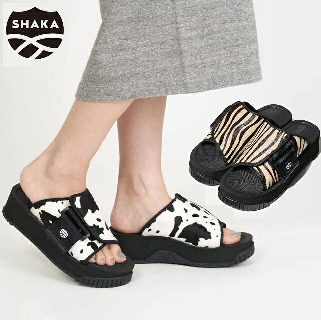 シャカ  SHAKA スポサン 厚底 毛の荒物  X-PACKER Platform COWHAIR PF 運動競技サンダル レディース  アウトドア 厚底サンダル エックスパッカー ハラコ カウ髪の毛 SK-250 毛の荒物柄 ホルスタイン 横すべり ベルクロ アウトドア 春夏