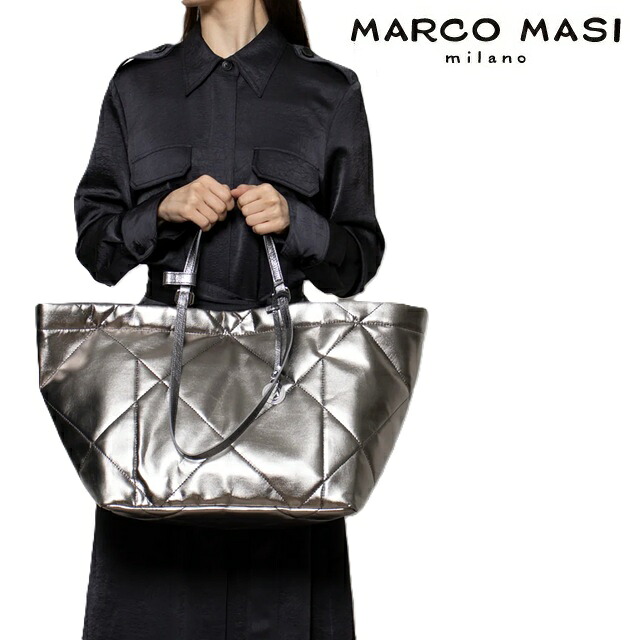 Marco Masi マルコマージ トートバッグ メタルバッグ レディース イタリア製 牛革 本革 3671 A4 大容量 旅行バッグ 肩掛け