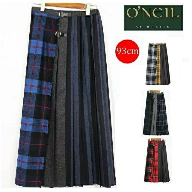オニールオブダブリン ロングスカート O'NEIL OF DUBLIN パッチワーク コンビネーション スカート ロング丈 ラップスカート 93cm ロング レディース キルト 巻きスカート オニール オブ ダブリン Patchwork Long Kilt マキシスカート マキシ丈