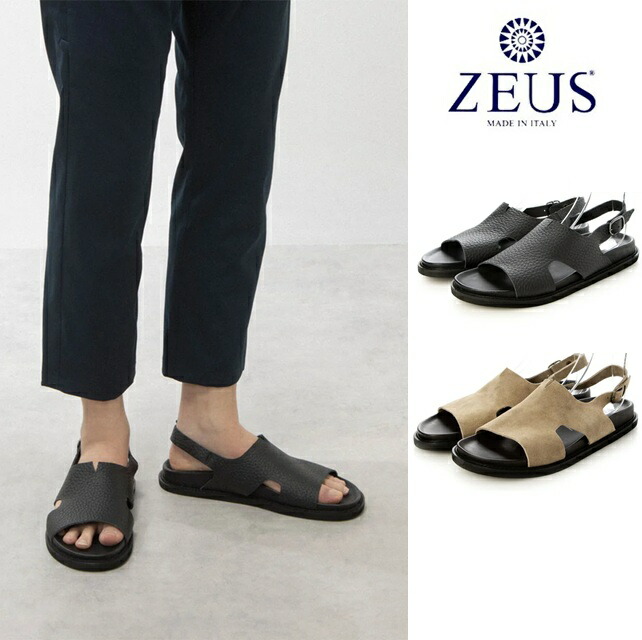 Leder Contact ZEUS ゼウス + テンプル クロス2 ZEUS ゼウス サンダル 23002 メンズ レザー コンフォート クロス