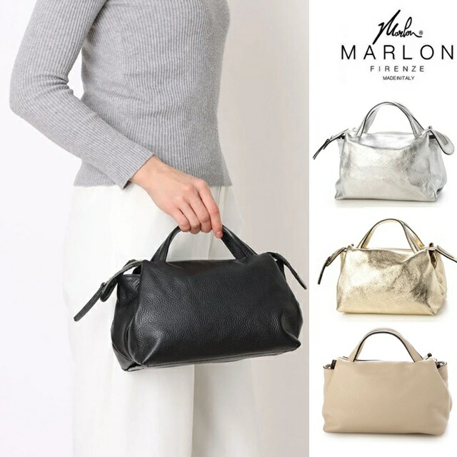 MARLON FIRENZE スタッズ ショルダーバッグ イタリア製 シボ革 MARLON FIRENZE スタッズ ショルダーバッグ イタリア製 シボ革