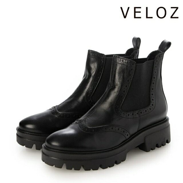 ヴェロス VELOZ  ブーツ  なめし革 サイドゴアブーツ 型どおり シューズ  黒いこと 3998