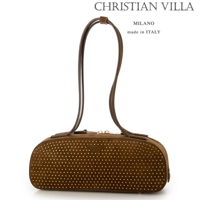 CHRISTIAN VILLA クリスチャンヴィラ ハンド バッグ ボストンバッグ 2WAY ショルダーバッグ レディース イタリア製 牛革 レザースエード スタッズ 6425