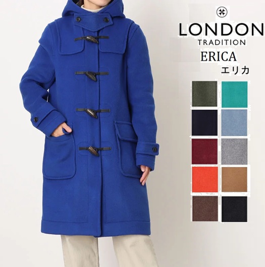 ロンドントラディション LONDON TRADITION ダッフルコート ERICA ロング丈 ウール チェック アウター レディース メルトン コート