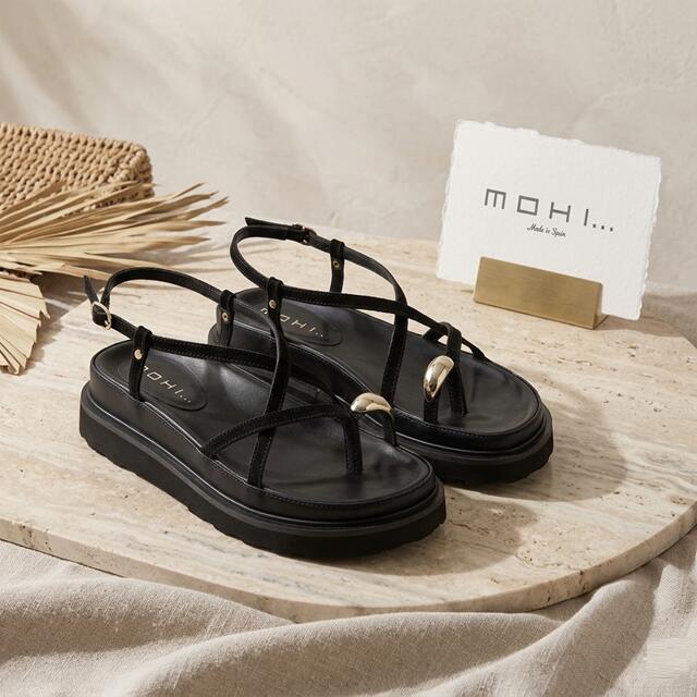 MOHI モヒ サンダル レースアップ 19024-621スペイン 厚底 ストラップサンダル 本革 モチーフ｜Carre